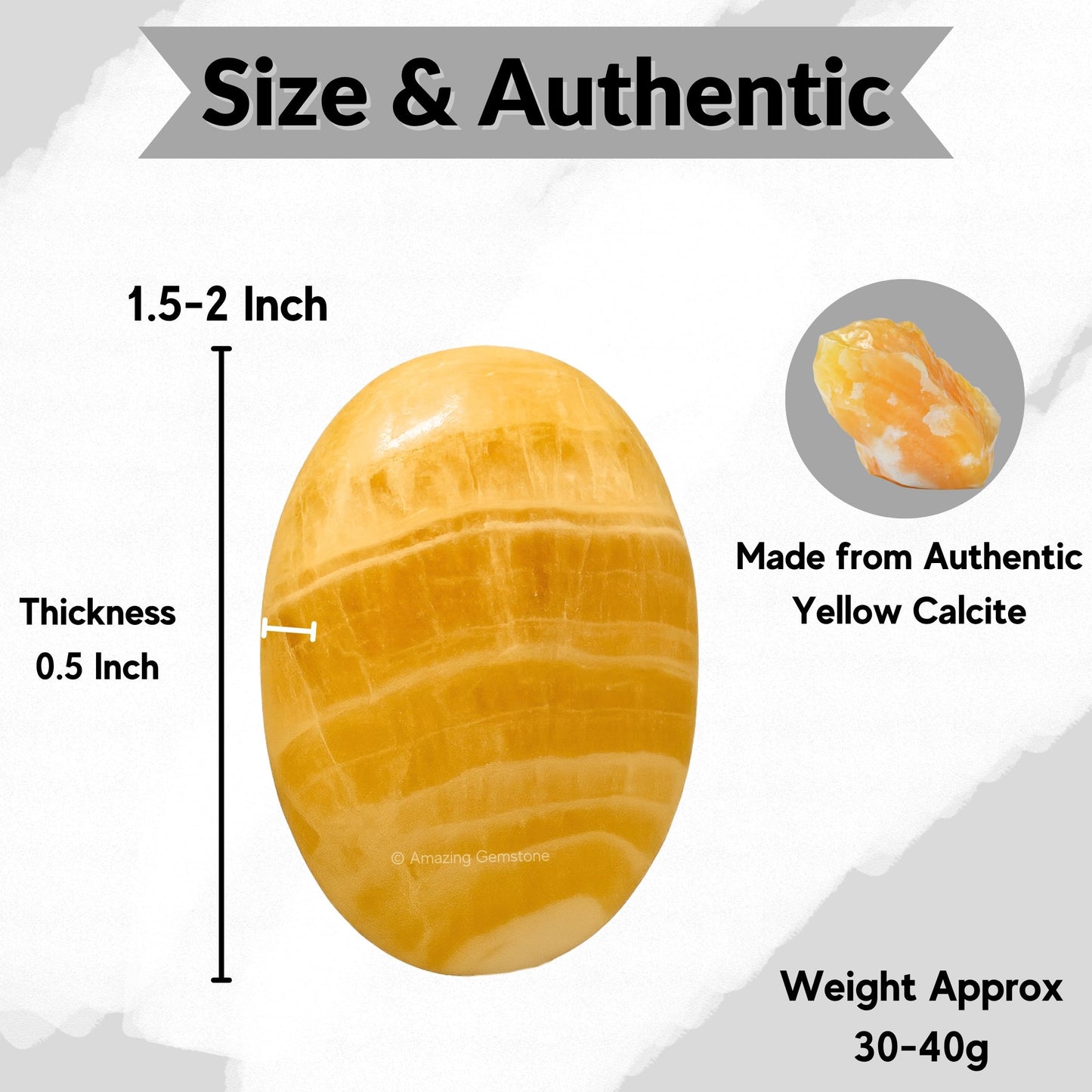 Yellow Calcite Crystals and Healing Stones - Large Palm Stone Crystals Piedra - Crystal for Good Luck, Positive Energy, Meditation - Unique Stocking Stuffers and Birthday Gifts for Women, Men