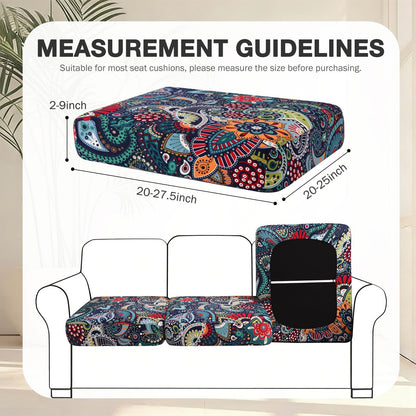 hyha 12Pcs Patio Cushion Covers, Stretch Outdoor Couch Cushion Covers Replacement, Washable Outdoor Chair/Sofa Slipcovers for Patio Furniture Cushions Protector with Elastic Bottom(Paisley,Cover Only)