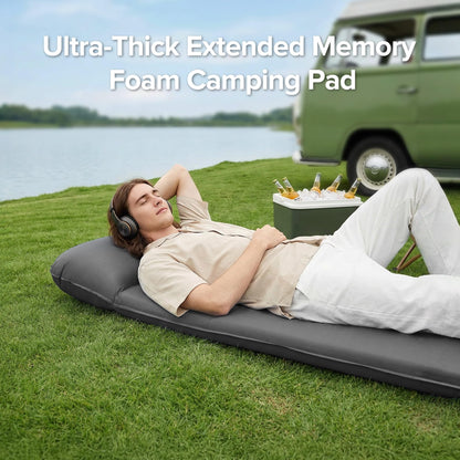 Andola Self-Inflating Sleeping Pad for Camping, 3" Ultra-Thick Outdoor Camping Mat with Pillow & 9.5 R-Value, Insulated All-Season Foam Camping Mattress for Camping Travel Tent Car