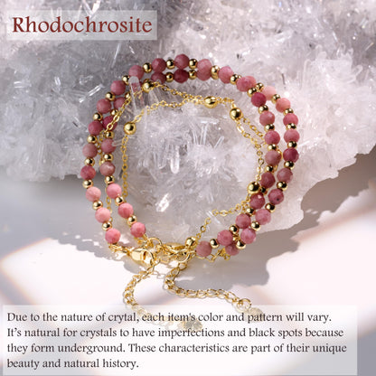 Farfume Rhodochrosite Crystal Bracelet Beaded Bracelets for Women 4mm Natural Stone Beads Gemstone Handmade Jewelry Valentine's Day Gifts