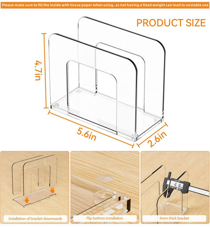 Yieach 5x5 Upright Clear Napkin Holder for Party,Bar,Small Vertical Standing Lucite Napkin Holder for 5x5 & 8x8 Floral Paper Napkins,Modern Plastic Cocktail Napkins Holder for Dining Room Decor,1 Pack