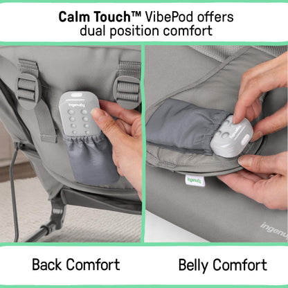 Ingenuity Nestle Vibrating Rocker, Lightweight Foldable Infant Seat with Breathable Fabric, 2-Position Recline, Mini Vibration Unit, 5-Point Harness, Travel Bag