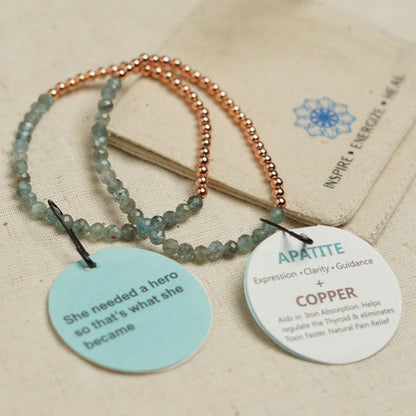 The Blue Yogi Natural Copper Bead Bracelet for Men & Women – Healing Crystal Energy Bracelet for Protection, Wealth & Positivity