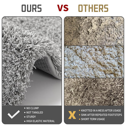 Yimobra Bathroom Rugs Non Slip Washable, Ultra Soft and Water Absorbent Bath Mats, Fluffy Shower Mat Outside, Plush Matts for Bathroom Floor/Sink, 24x17, Home Decor Accessories, Light Gray and White