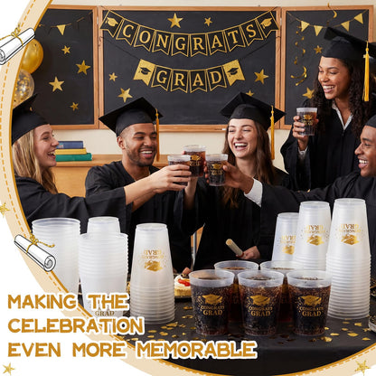 Tioncy 50 Pcs Graduation Cups 2026, 16 oz Frosted Cups, 2026 Happy Congrats Grad Day Plastic Cup, Graduation Happy Party Decorations for Congrats Grad Beverage Drinking Celebrations