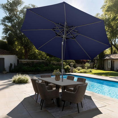 AckMizz 9FT Outdoor Patio Umbrella - 2 Tiers Table Umbrella Waterprool UV Protection, Sombrillas de Patio with Push Button Tilt, Sun Umbrella for Pool, Porch, Garden, Backyard (Navy Blue)
