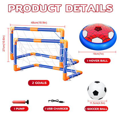 HitToys Hover Soccer Balls Toys Set for Kids, 2-in-1 Rechargeable Air Floating Football Toy Ball with Led Light, Indoor Sports Games Christmas Birthday for Old Boys Girl