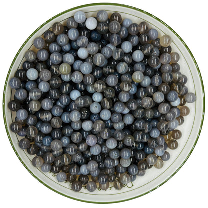 WHNKFB 6mm 100PCS Natural Gray Agate Round Beads, Banded Loose Stone Beads for Jewelry Making Craft - 4mm 6mm 8mm 10mm Options with Free Elastic Cord