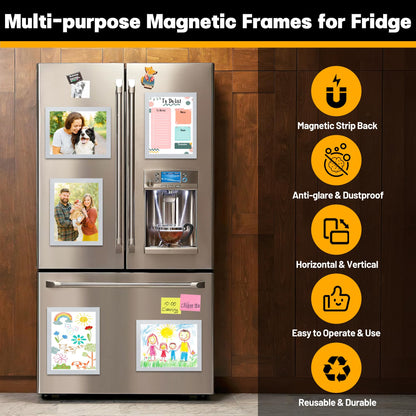 VAIIGO 10Packs Magnetic Frames for Refrigerator & Metal Surfaces - 8.5x11 Magnetic Sign Holder - File/Paper/Document Holder with Photo/Picture/Poster Frame for Commercial/Home Use (Silver)