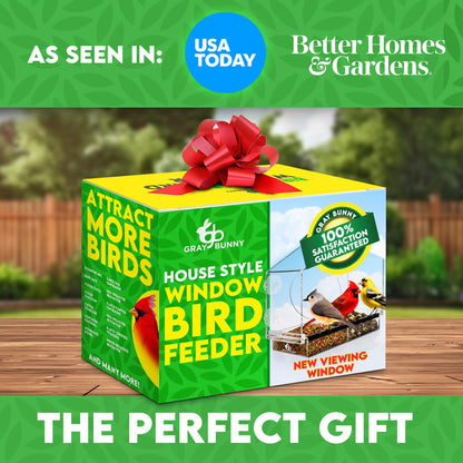 Window Bird Feeder with Strong Suction Cups - Gifts for Grandma Bird Watching Gifts for Grandpa Backyard Birding (Large House)