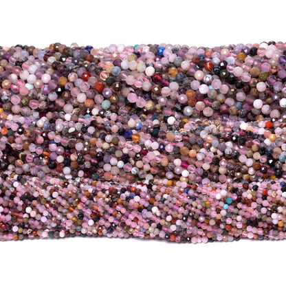 2mm 180pcs Natural Duobao Crystal Stone Beads, Songxi Small Faceted Round Loose Gemstone Beads for Jewelry Making, DIY Art and Craft, Bracelet for Necklace (1 Strand)