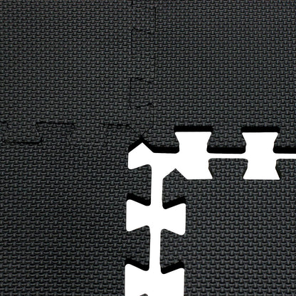 Yostrong® 18 Tiles Interlocking Puzzle Foam Baby Play Mat with Straight Edges for Playing - EVA Babies Crawling Mat | Rubber Floor Work Out Mats for Home Gym. Black. YOC-Db18S18