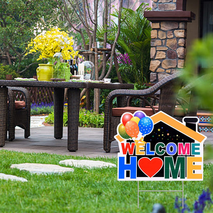 Welcome Home Yard Sign With Metal Stakes, Welcome Sign， Party Decoration for Outdoor， Home Welcoming Party Lawn Sign Supplies