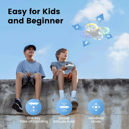 Ameta Drones for Kids Adults, RC Drone with 1080P HD FPV Camera, Cool Toys Gift for Boys Girls Teenage, STEM Toys with LED Light, Propeller Full Protect, 2 Batteries Long Flight Time and Remote Control, Easy to Fly
