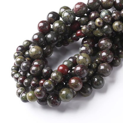 60PCS 6MM Natural Dragon Blood Stone Beads Round Loose Stone Beads for Jewelry Making DIY Energy Stone Healing Power Bracelet 15"