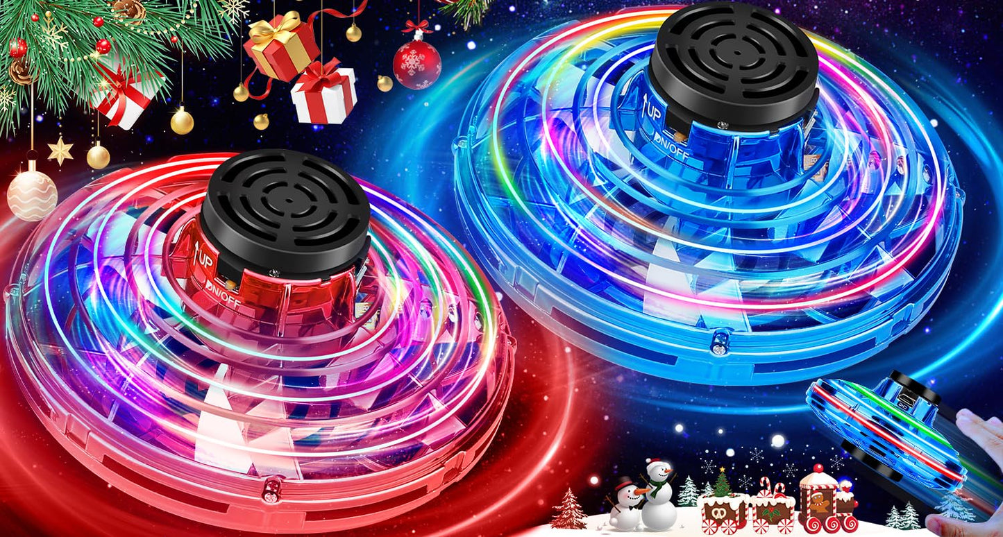 Vantexi Drone for Kids Flying Toys,2026 Upgrade LED Fidget Spinner,Hand Operated Fidget Flying Spinner Toy for Indoor Outdoor, Christmas Birthday Gifts for 6 7 8 9 + Year Old Boys Girls (Blue&Red,ABS)