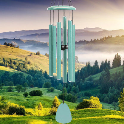 FSVGYY Wind-Chimes-Outdoor-Deep-Tone, Large Soothing Melodic Tones Windchimes, Wind Chimes for Outside, Memorial Wind Chime Best Gift for Mom Women Grandma Neighbors(32" Cyan Coated Aluminum)