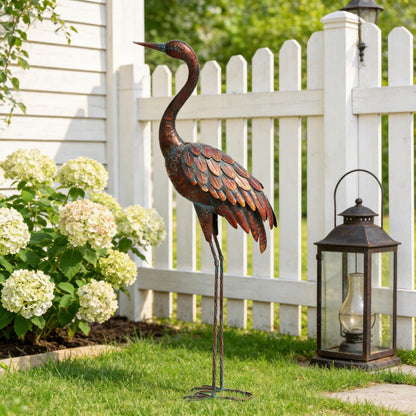 chisheen Outdoor Garden Crane Statues and Sculptures Metal Yard Art Statue for Garden Decoration Large Size