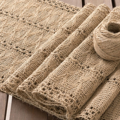 Socomi Boho Table Runner Easter Spring Farmhouse Burlap Jute Bamboo Rustic Dining Kitchen Centerpiece Decor Small Macrame Woven Coffee Table Runner for Dresser Scarf Home Decor 12x60 inch