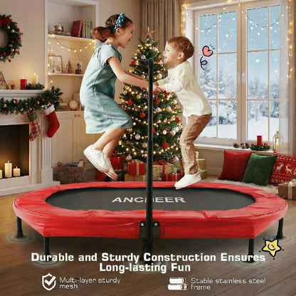 ANCHEER Trampoline for Kids, Toddler Trampoline Indoor Sports and Outdoor Games 56" Kids Rebounder 220LBS Capacity with Adjustable Safety Handrail Foldable Jumper for Boys and Girls (ASTM Certified)