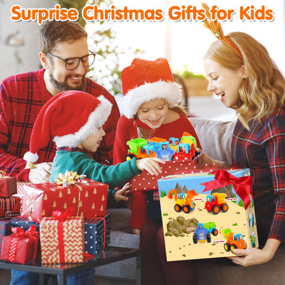 ORWINE Inertia Toy Early Educational Toddler Baby Toy Friction Powered Cars Push and Go Cars Tractor Bulldozer Dumper Cement Mixer Engineering Vehicles Toys for Children Boys Girls Kids Gift 4PCS