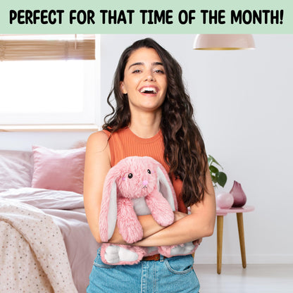 Bunny Microwavable Stuffed Animal – 1.5 lb Unscented Heating Pad Plush, Soft Cozy Bunny Toy for Relaxation and Comfort, Gift for Women, Girls, Adults & Kids by Happy Fuel, Pink