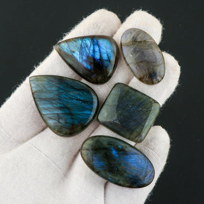 CRYSTALIS 5pcs, 25-35mm, Natural Labradorite Loose Gemstone Wholesale Bulk Cabochons Jewelry Making Supply, Chakra Healing Polished Stones, Wire Wrapping, DIY, Gem Collection, Mix-Shape