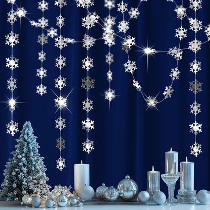 Cheerland Clearance Winter Wonderland Silver Snowflakes Decorations Hanging Christmas Garland for Onederland New Year Office Dorm Hanukkah Holiday Bridal Shower Winter Ceiling Decor Xmas Backdrop