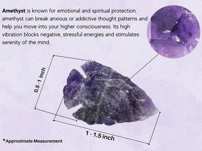Amazing Gemstone 5 Pieces Amethyst Arrowhead, Crystal and Healing Stone Flint Rock Arrow Head - 1 to 1.5 Arrowheads for DIY Project Craft Point Jewelry Making