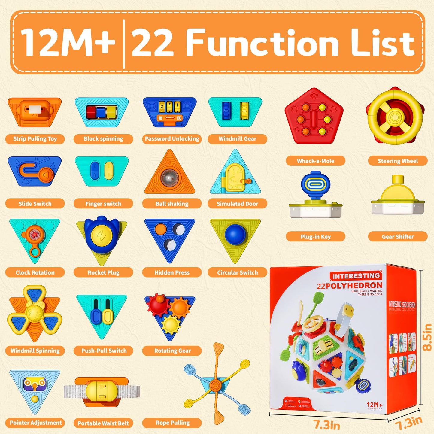 22-in-1 Busy Board for 1 Year Old, Activity Cube Montessori Sensory Toys for for Toddler 1-3, Early Educational Travel Toy for 1 Year Old Kid , Fine Motor Skills Gifts for Infant 12-18 M+ Boys & Girls