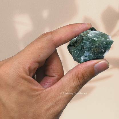 Amazing Gemstone Moss Agate Raw Crystals and Healing Stones, Natural Rocks for Tumbling and DIY Raw Stones and Crystals (5 Pieces)