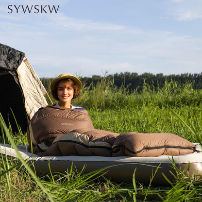 SYWSKW Ultralight Down Sleeping Bag with Pillow,15°F 32°F 46°F Sleeping Bag for Women,Men,Youth Backpacking,Hiking and Camping Outdoor with 680FP Duck Down (Coffee, 800g Down Filling)