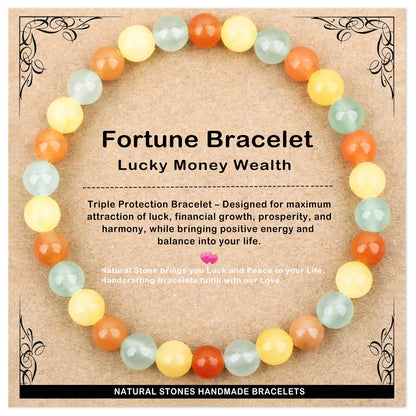 AD Beads 6mm Handmade Fortune Bracelet Elastic Bracelet – Natural Gemstone for Lucky Money Wealth – Meditation, Yoga, Healing and Energy Gift for Men Women
