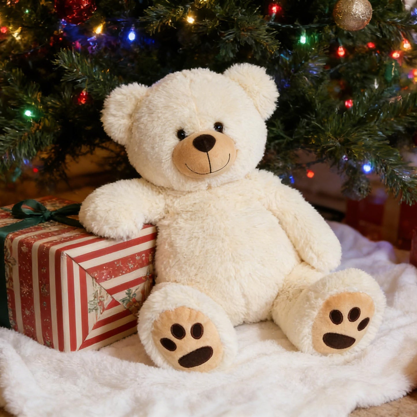 LotFancy Teddy Bear Stuffed Animals, 20 inch Soft Cuddly Cute Plushies, Plush Toys with Footprint Design, Stuffed Animals for Girls Kids Baby Toddlers, Baby Shower Easter Birthday Gift Decor, Beige