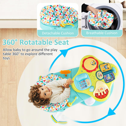 INFANS 3 in 1 Walk Around Baby Activity Center, Baby Walker with Play Table, Wheels, Detachable Seat Cushion, 3 Adjustable Heights, Learning Toys for Boys Girls Aged 6-36 Months (Green)