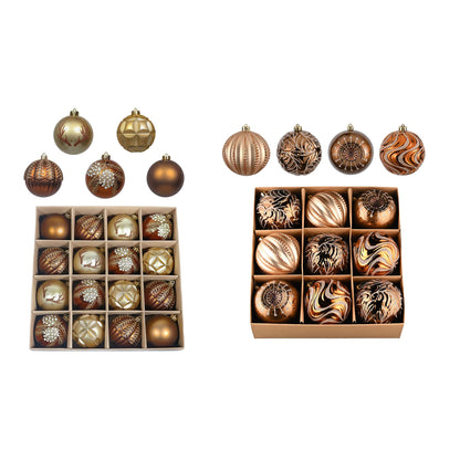 Valery Madelyn Luxurious Copper Gold Christmas Ball Ornaments, Shatterproof Christmas Tree Ornaments for Xmas Decoration (2 Items Bundle