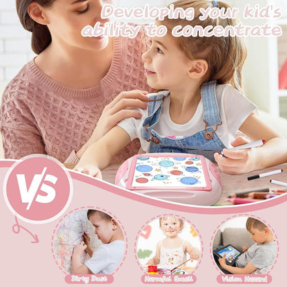 Gift for 1-2 Years Old Girl, Girl Toys with Magnetic Letters and Numbers, Portable Doodle Board Easel, Learning and Educational Toy for 1-2 Years Old Girls (Pink Red)