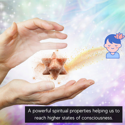 Amazing Gemstone Sunstone Merkaba Crystal - 0.75 Inches Metaphysical Merkaba Star for Meditation - Energetic Tetrahedron Crystal and Healing Stones and Healing (15-20mm)
