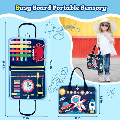 Lercaii Toddler Busy Board Book Montessori Toys,Sensory Book Educational Activities for Learning Fine Motor Skills, Quiet Travel Essentials for Airplane & Car, Birthday Gift for Boys Girls Toddlers