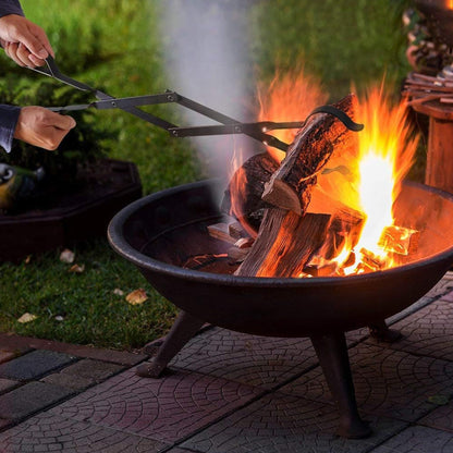 Heavy Duty 32” Long Fireplace Fire Pit Campfire Poker Stick and 26” Fireplace Tongs Tool Set Log Grabber Rust Resistant fire poker Camping Fireplace Tools for Indoor Outdoor Solo Stove Accessories
