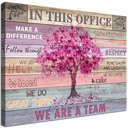 Pink Inspirational Wall Art for Office Women Motivational Quotes Phrases Poster Rustic Heart Tree Pictures Framed Wall Art Décor Contemporary Home Workspace Desk Decorations Gifts for Women 12x16inch