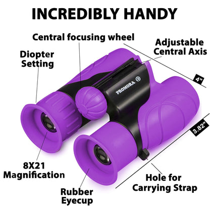 Binoculars for Kids – Perfect Toy for Little Boys and Girls – Extensive Set Incl. Magnifying Glass & Compass – Powerful Magnification 8X21 – 3 to 12 Year Old Kids for Toddler