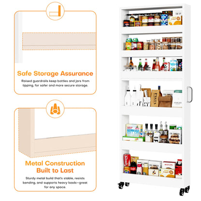 Qiaoxuan Slim Storage Cart, Lightweight 6 Tier Metal Rolling Utility Kitchen Cart on Wheels, Mobile Storage Shelving Unit Organizer for Bathroom Laundry Office Narrow Places (White, 6" D)
