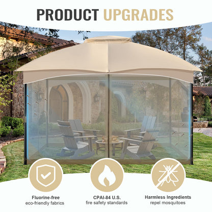 COWVIE Gazebo Replacement Netting Screen, 12' x 16' Universal Gazebo 4-Panel Mosquito Sidewalls with Double Zippers for Outdoor Patio (Only Netting)