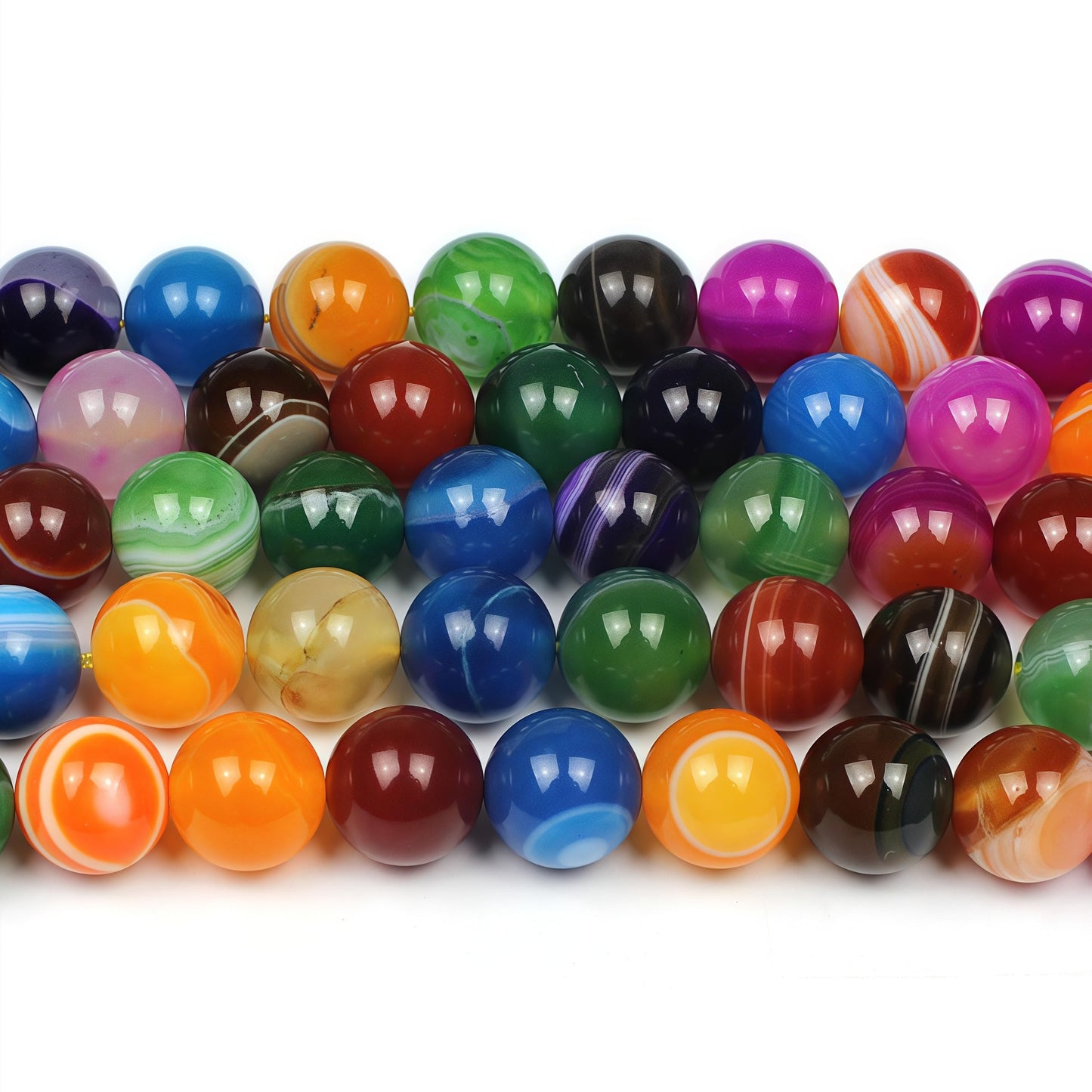 MJDCB Natural Multicolor Stripe Agate Beads Round Loose Beads for Jewelry Making DIY Bracelet Necklace (8mm)