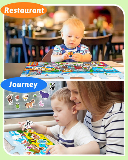 Benresive Reusable Sticker Book for Toddlers & Stickers for Kids, Toddler Travel Toys, Craft Activities, Boys & Girls Birthday Gifts