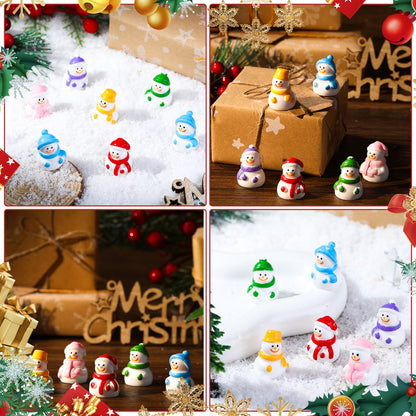 Guiqulai 72 Pcs Mini Resin Snowman Mini Snowman Figurines Miniature Figurines Suitable for DIY Cake Decoration Ornaments Crafts Moss Landscape