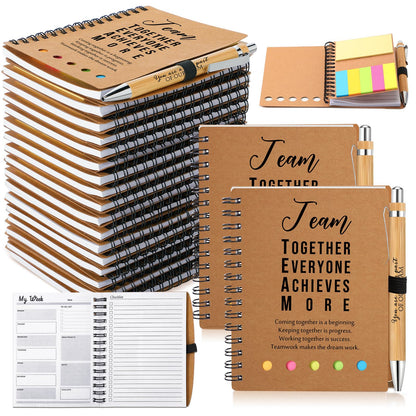 Moinchore 10 Sets Teacher Appreciation Gifts Thank You Gifts Inspirational Spiral Notebooks with Sticky Notepad and Bamboo Pen Nurse Week Gift for Team Nurse Coworker Graduation (Team Together)