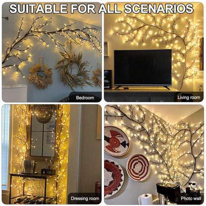 Vines for Home Decor with Remote, 7.5Ft Christmas Swags Decorations Indoor Artificial Plants Tree Branches 144 LEDs Lighted Willow Vine Lights for Walls Bedroom Living Room Decor Aesthetic (1PCS)