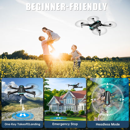 Drone with Camera for Adults and Beginners, 1080P HD FPV Foldable Mini Drone for Kids, 2 Batteries, Carrying Case, Trajectory Flight, Gravity Control, One-Key Takeoff/Landing, 360° Flip, Toys for Gift